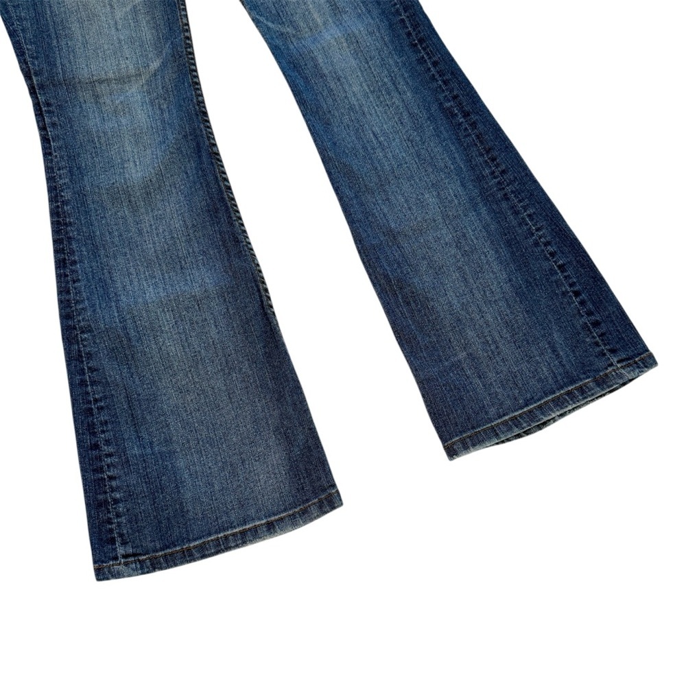REFUGE Denim Blue Flared Boot Leg Jeans Stretch Mid-rise Sz 5R EUC - Picture 3 of 7